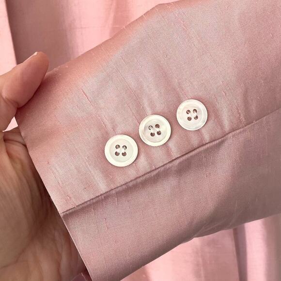 VTG Rena Rowan Textured Pale Pink Silk Blazer /Jacket, High Collar Size M - Picture 5 of 16